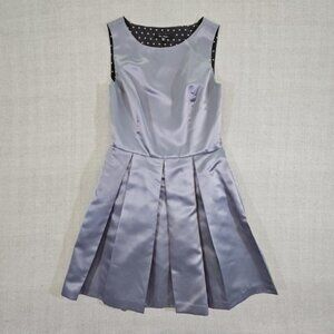 Blu Sage Women's Size 12 Gray Pleated A-Line Sleeveless Formal Midi Dress Y2K